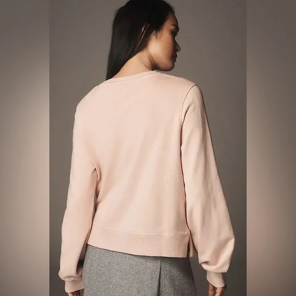 Anthropologie Beaded Bow Dusty Blush Sweater - Picture 2 of 7